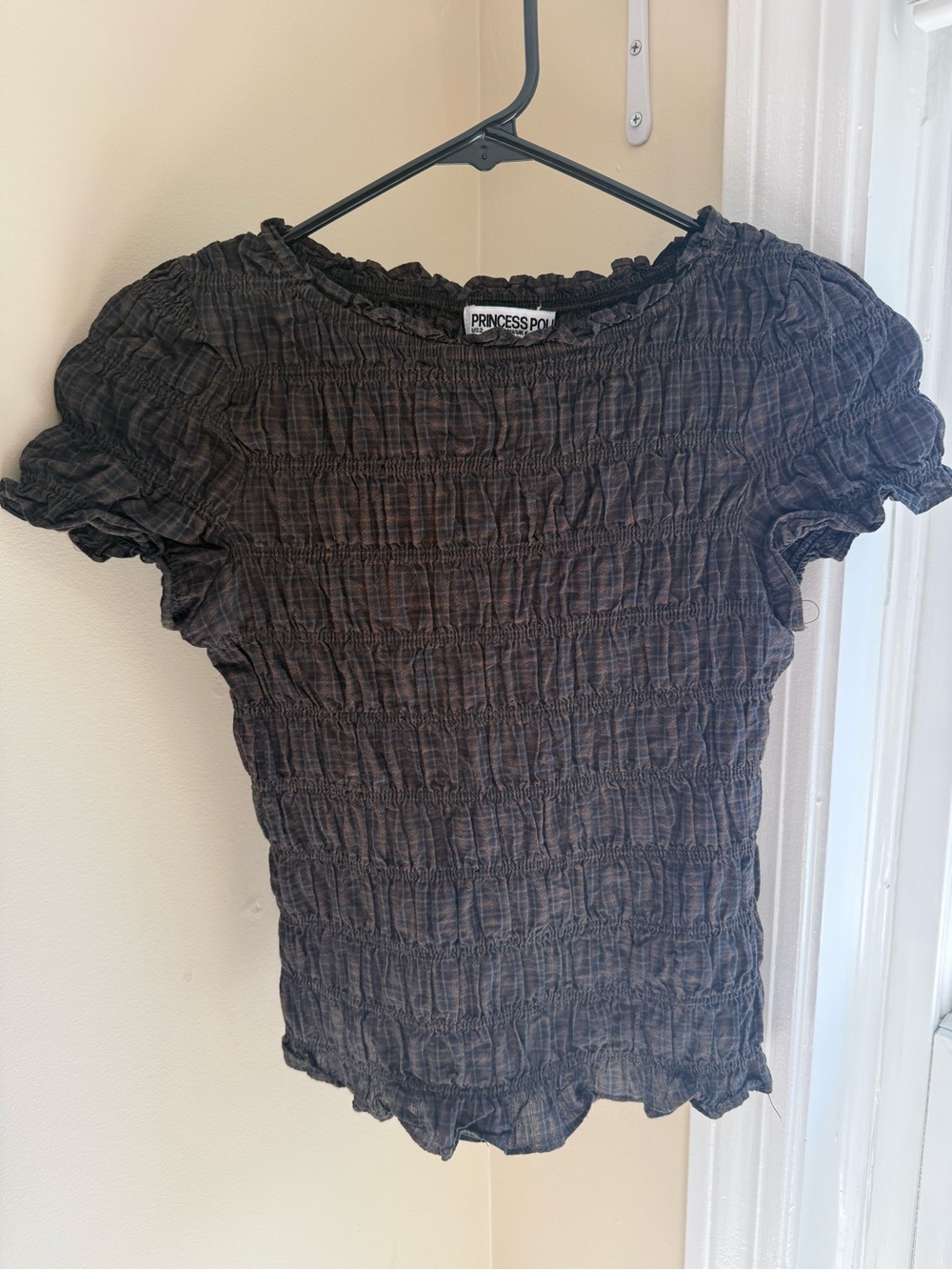 Princess Polly Black Smocked Puff Sleeve Blouse
